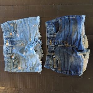 Two pairs of denim shorts